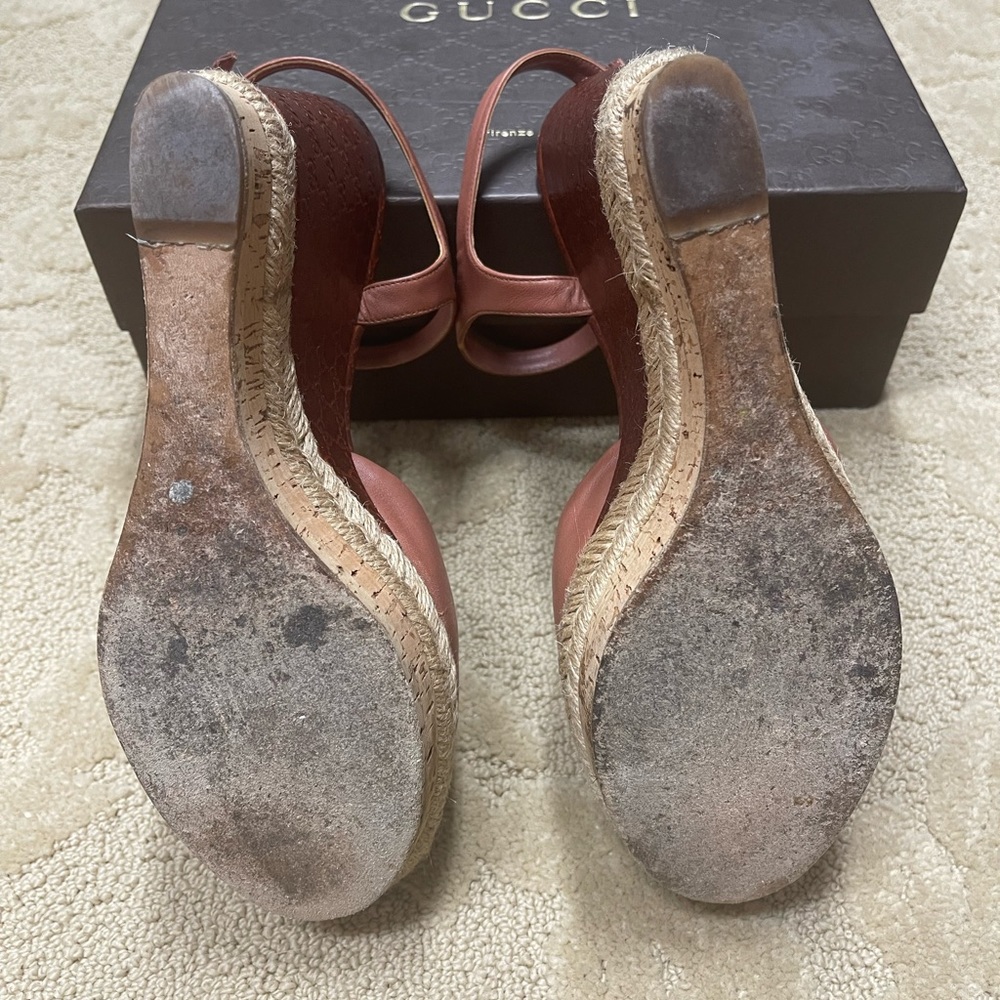 Gucci platform Desert Rose Espadrille wedge Sandals - Picture 6 of 8